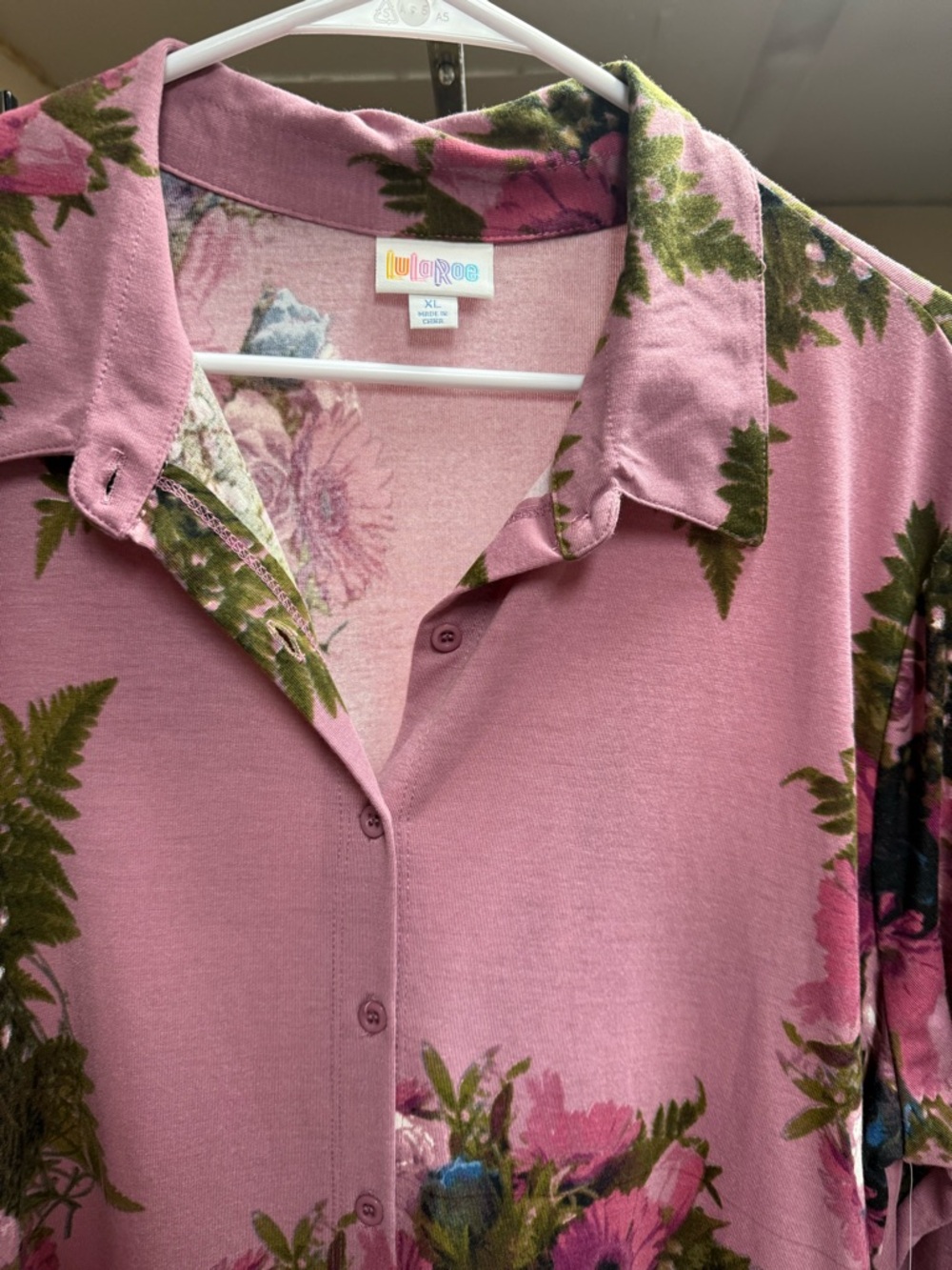 LuLaRoe Mauve Pink Floral Midi Shirt Dress - Picture 3 of 7